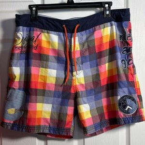 Desigual Swim Trunks Multicolor Plaid Board Shorts XL